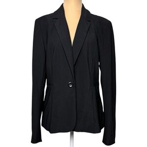 Boston Proper Black Fitted Blazer Size 14 EUC Stretch Lined Tailored Jacket